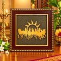 7 Horse Raw Pyrite Frame for Vastu & Prosperity