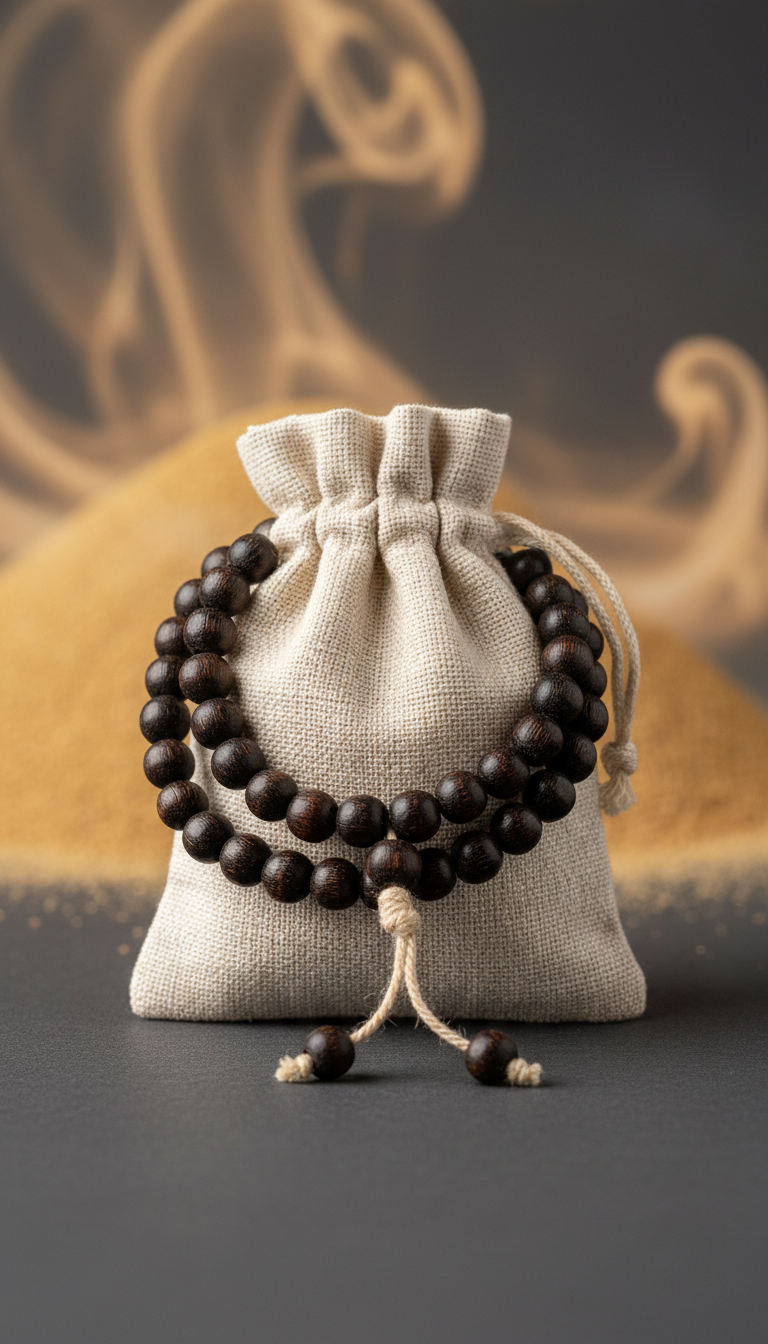 Karungali Mala in Linen Pouch